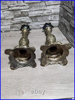 Large 16 Pair Of Vintage Cambridge Ornate Brass Metal Candle Holder Candlestick
