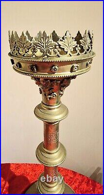 Large 18 Vintage Solid Brass Church Candlestick Candle Holder Weighs 2.5kg