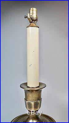 Large Brass Vintage Frederick Cooper Candlestick Table Lamp 25 + Harp & Finial