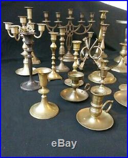 Large Lot of 27 VTG Brass Candle Holders Candlesticks Decor Wedding Candlelabras