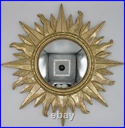 Large Vintage Art Deco Convex Sunburst Mirror