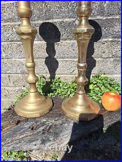 Large Vintage Pair Of Solid Brass Candlesticks. 15 Inch Tall