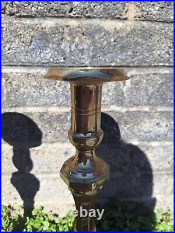 Large Vintage Pair Of Solid Brass Candlesticks. 15 Inch Tall