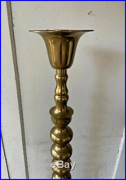 Large Vintage Pair of 2 Brass Floor Altar Candlesticks Candle Holders 52 Tall