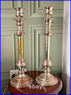 Large Vintage Pair of Silver Plate Candlesticks E. Leclere, Sheffield. Lot 2/2