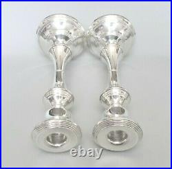 Large pair vintage solid silver 10'' candlesticks, Broadway & Co, B'ham 1962