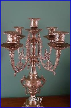 Large vintage Antique Brass Candelabra Candlestick holder 5 candle 4 arm Ornate