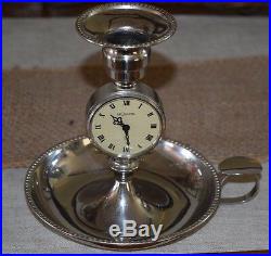 LeCoultre 8 Day Clock 7 Jewels Swiss Candlestick Candle Holder Working Vintage