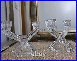 Liberty Pair of Vintage Glass Candle Holder / Candle Stick Free Post