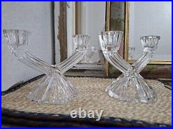 Liberty Pair of Vintage Glass Candle Holder / Candle Stick Free Post