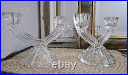 Liberty Pair of Vintage Glass Candle Holder / Candle Stick Free Post