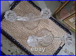 Liberty Pair of Vintage Glass Candle Holder / Candle Stick Free Post