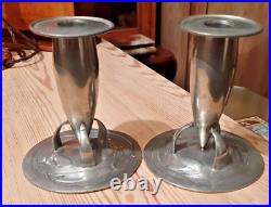 Limited Edition Liberty Archibald Knox Design Pewter Candlesticks No 113 of 250