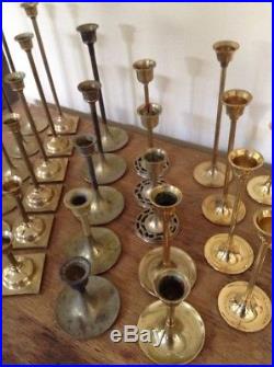 Lot 29 Vintage Tapered Brass Candlestick Candle Holders Wedding Graduated Patina