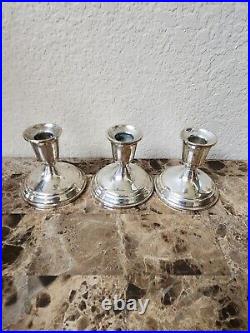 Lot 3 Vintage. 925 TOWLE STERLING SILVER Weighted Candle Sticks holders 3.25