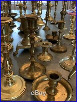 Lot 37 Vintage Brass Assorted Heights Candlesticks, Candle Holders