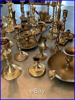 Lot 37 Vintage Brass Assorted Heights Candlesticks, Candle Holders
