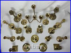 Lot of 20 Paired Vintage Brass Candlesticks Candle Holders Wedding Holiday Event