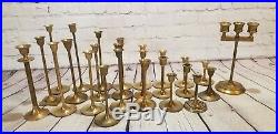 Lot of 25 Vintage Brass Tapered Graduated Candlesticks Holders Weddings Patina