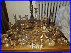 Lot of 30 Brass Candlesticks Candle Holders Wedding Decor Vintage Antique Patina