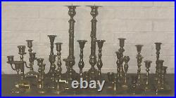 Lot of 30 Vintage Brass Candlestick & Candle Holders Wedding Thirty Decor