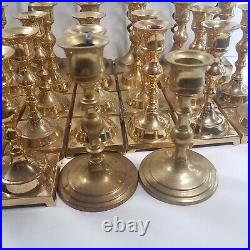 Lot of 32 Brass Candlestick Holders Ornate Various Candle Pairs MCM Party Decor