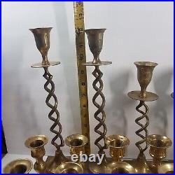 Lot of 32 Brass Candlestick Holders Ornate Various Candle Pairs MCM Party Decor