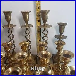 Lot of 32 Brass Candlestick Holders Ornate Various Candle Pairs MCM Party Decor