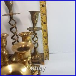 Lot of 32 Brass Candlestick Holders Ornate Various Candle Pairs MCM Party Decor