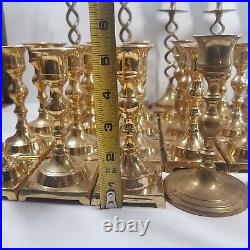 Lot of 32 Brass Candlestick Holders Ornate Various Candle Pairs MCM Party Decor