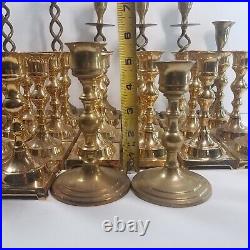 Lot of 32 Brass Candlestick Holders Ornate Various Candle Pairs MCM Party Decor