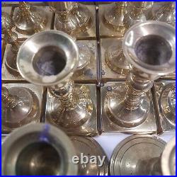 Lot of 32 Brass Candlestick Holders Ornate Various Candle Pairs MCM Party Decor