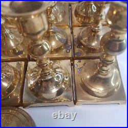 Lot of 32 Brass Candlestick Holders Ornate Various Candle Pairs MCM Party Decor