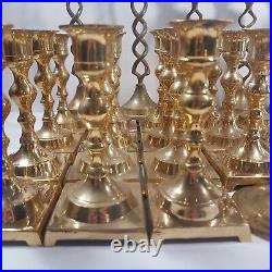 Lot of 32 Brass Candlestick Holders Ornate Various Candle Pairs MCM Party Decor