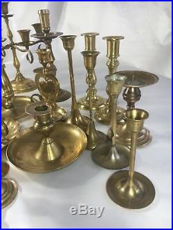 Lot of 35 Brass Candlestick Holders Wedding Decor Candle Holders Vintage Patina