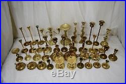 Lot of 40 Brass Candlesticks Holders Wedding Decor Candle Vintage Patina
