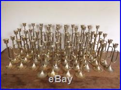 Lot of 54 Vintage Brass Tapered Patina Candle Stick Holders Trumpet Horn Wedding