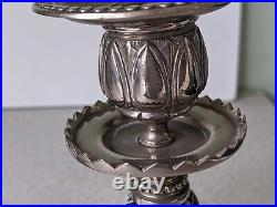 Lovely Pair Antique / Vintage -silver Plated Ceramic Candlesticks -7 1/4 Inch