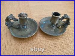 Lovely Pair Vintage Brass Candle Stick holders. Library. Chamber. Dragon