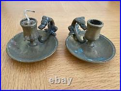 Lovely Pair Vintage Brass Candle Stick holders. Library. Chamber. Dragon