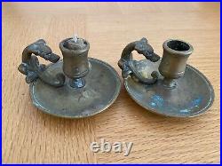 Lovely Pair Vintage Brass Candle Stick holders. Library. Chamber. Dragon