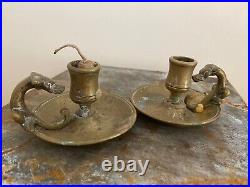 Lovely Pair Vintage Brass Candle Stick holders. Library. Chamber. Dragon