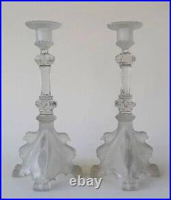 Luxury crystal candlesticks, Art Nouveau, Luxval 1935 vintage, Val Saint Lambert