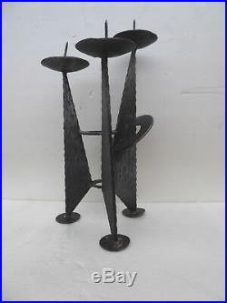 MID Century Candlestick Art Brutalist Vintage Wrought Iron Metal Candle Holder