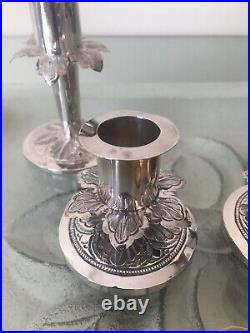 MOHD SALLEH & SON Stunning Solid Silver Candle Sticks X 4 Vintage