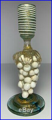 MURANO GLASS Vintage PAIR CANDLE STICKS HOLDERS Grapes LATTIMO GOLD FIGURAL