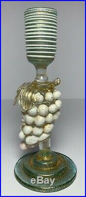 MURANO GLASS Vintage PAIR CANDLE STICKS HOLDERS Grapes LATTIMO GOLD FIGURAL