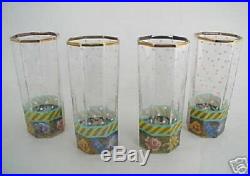 Mackenzie Childs CIRCUS VTG Glass Courtly Check Candle Stick Holders Pair Set 2