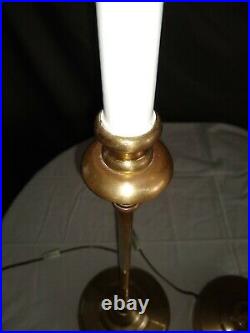 Maitland Smith 34 Pair Vtg Brass Candlestick Table Lamps Mid Century Regency