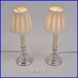 Mappin & Webb vintage pair candlestick table lamps silver plate signed 1980s UK